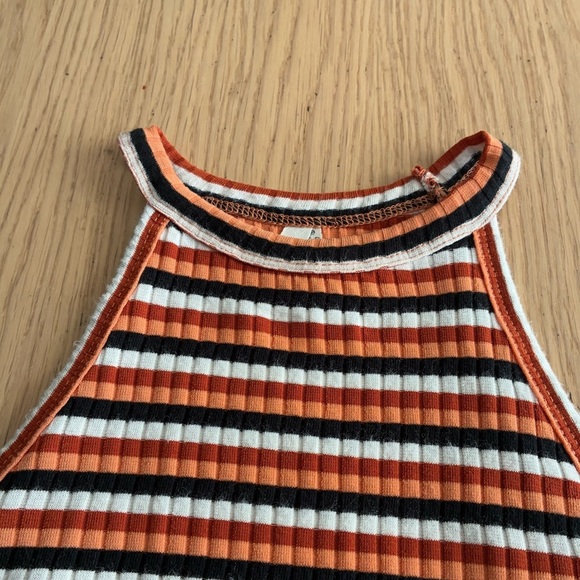 Mudd Orange and White Ribbed High Neck Sleeveless Tank Top S - Picture 7 of 12